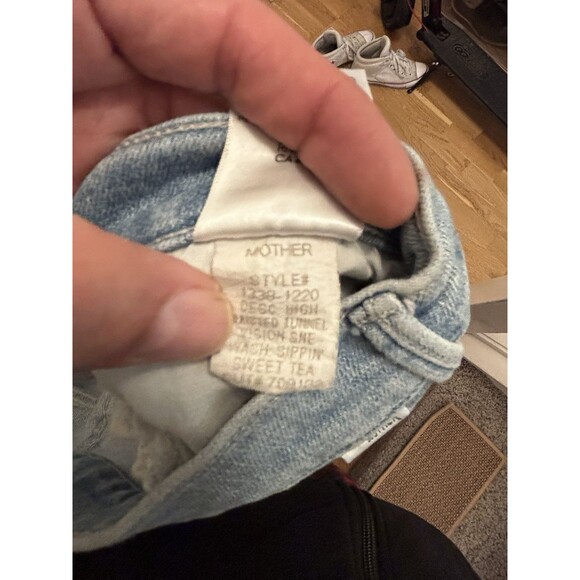 Mother Jeans 31 Blue High Rise Waisted Tunnel Vision Sneak Distressed Wide - Picture 13 of 13